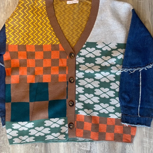 Laguna Multi Print + Denim Sleeve Cardigan - Picture 4 of 10